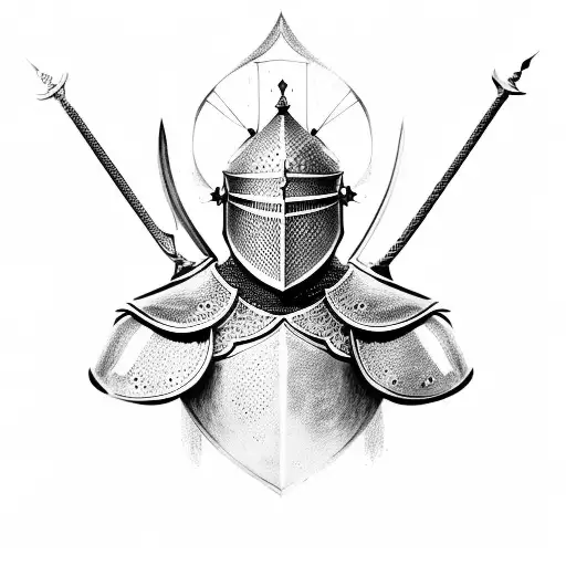 knight with sword tattoo design idea