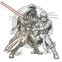 Lightsaber duel between Darth Vader tattoo design idea