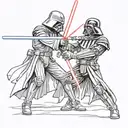 Lightsaber duel between Darth Vader tattoo design idea