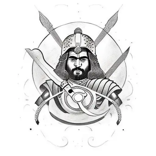 persian warrior with armor tattoo design idea