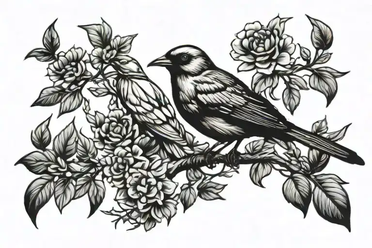 mocking bird tattoo design idea