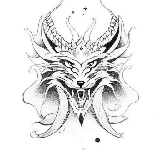 fox dragon aries tattoo design idea