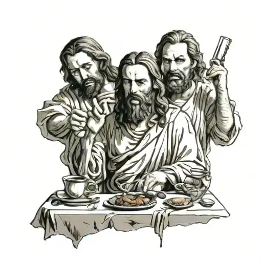the last supper jesus and the devil  tattoo design idea