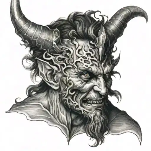 Renaissance devil war tattoo design idea