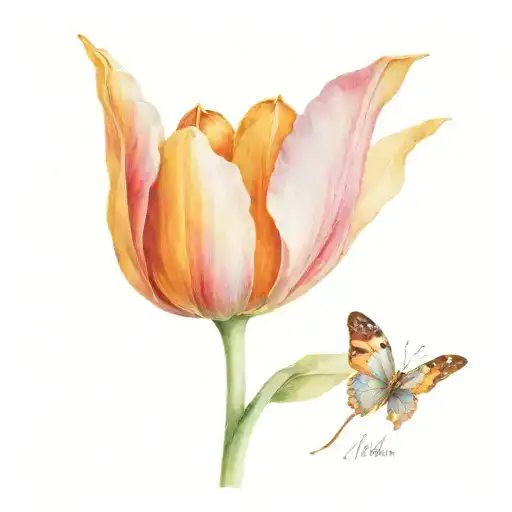 tulip, butterfly wings tattoo design idea