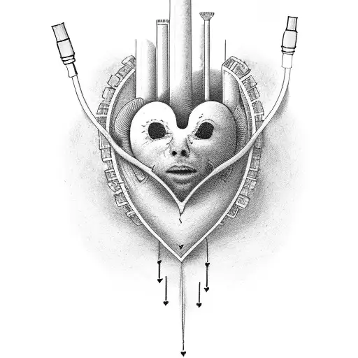 heart beat ekg having tear "1977" in the middle tattoo design idea