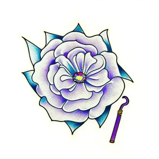 violet flower with umbrella  tattoo design idea