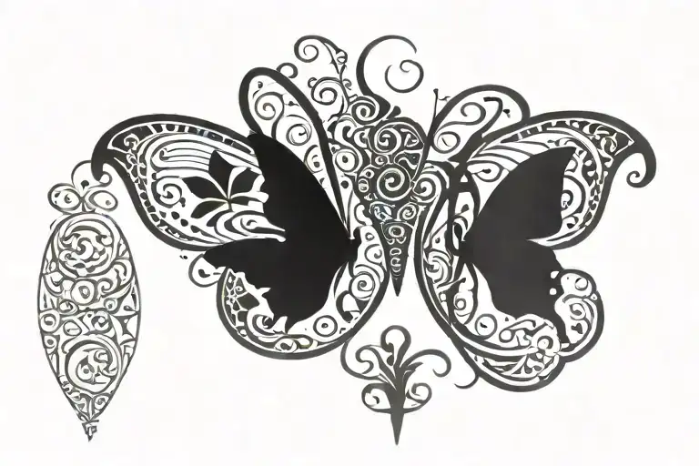Canada Germany butterfly faith hourglass combined tattoo design idea
