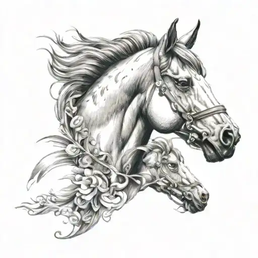 horse head tattoo design idea