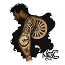 Fibonacci spiral clock on elbow realistic simple tattoo design idea