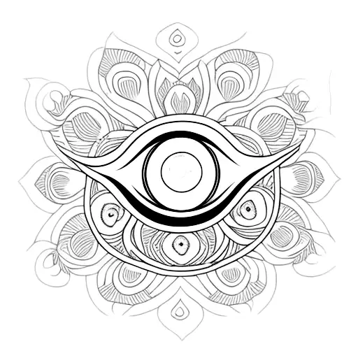 peacock , evil eye tattoo design idea