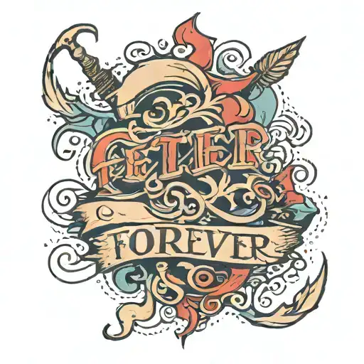 a tattoo with written PETER FOREVER in lyrical writing tattoo design idea