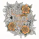 a tattoo with written PETER FOREVER in lyrical writing tattoo design idea