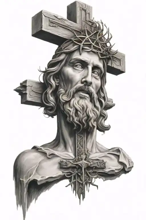 cross and Jesus Christ tattoo design idea