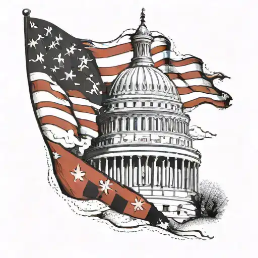 Incorporate iconic landmarks of Washington DC and the Maryland flag into a tattoo design representing your heritage tattoo design idea