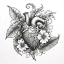 A broken heart being stitched back together with delicate vines and flowers  tattoo design idea