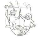 two miniature scuba divers in the same pina colada glass  tattoo design idea