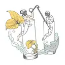 two miniature scuba divers in the same pina colada glass  tattoo design idea