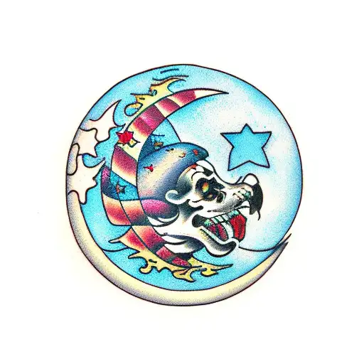 broken moon tattoo design idea
