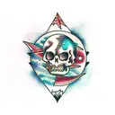 broken moon tattoo design idea