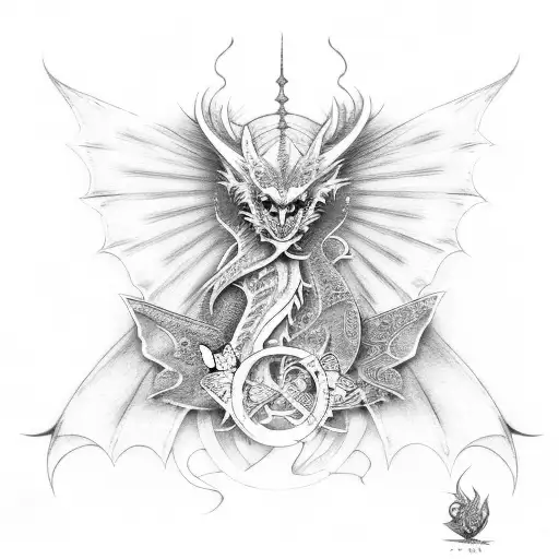 anime style dragon with butterfly wings  tattoo design idea