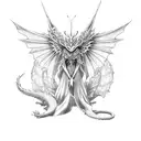 anime style dragon with butterfly wings  tattoo design idea