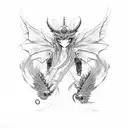 anime style dragon with butterfly wings  tattoo design idea