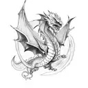 anime style dragon with butterfly wings  tattoo design idea