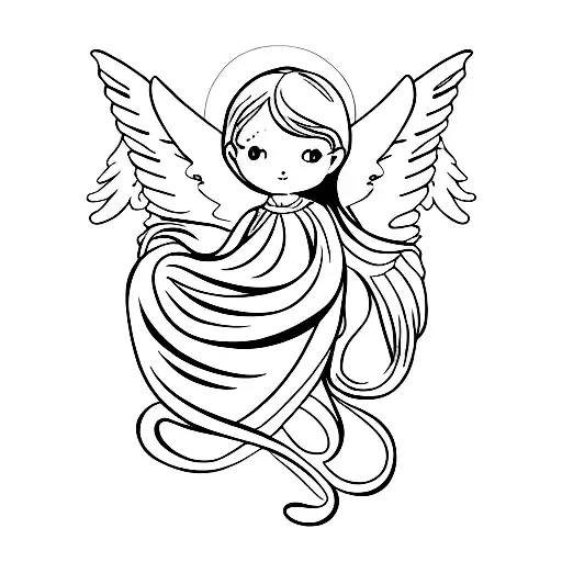 angel rolling their eyes tattoo design idea