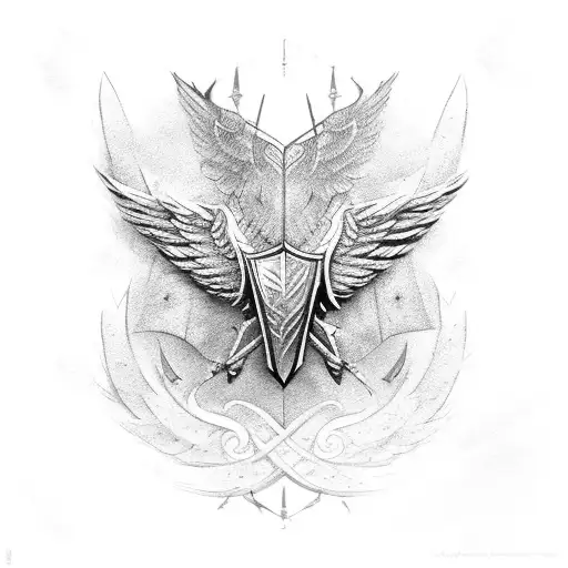armoured men with wings tattoo design idea