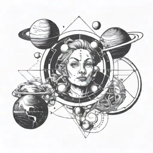 planets time running head tattoo design idea