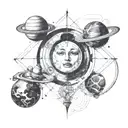 planets time running head tattoo design idea