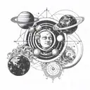 planets time running head tattoo design idea