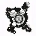 planets time running head tattoo design idea