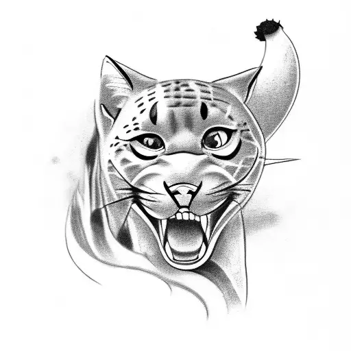 A tattoo of a Taylor Swift-inspired panther singing on a sushi roll tattoo design idea