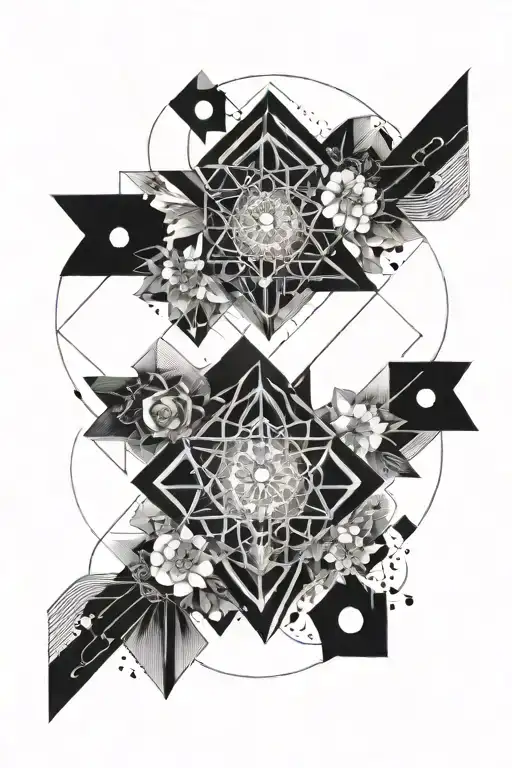 Create a tattoo design in the style of lines or geometry that incorporates the ideas of space, eternity, and philosophy. tattoo design idea