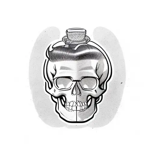 Combine elements of rockabilly and American motorcycles to create a sketch-style tattoo featuring a skull with a pompadour hairstyle tattoo design idea