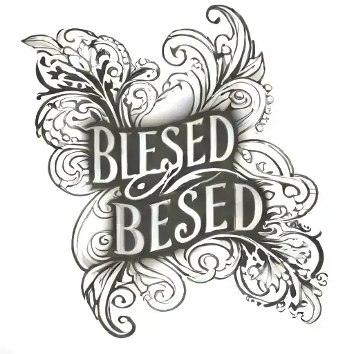 word "blessed" tattoo design idea