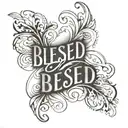 word "blessed" tattoo design idea