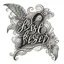 word "blessed" tattoo design idea
