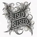 word "blessed" tattoo design idea