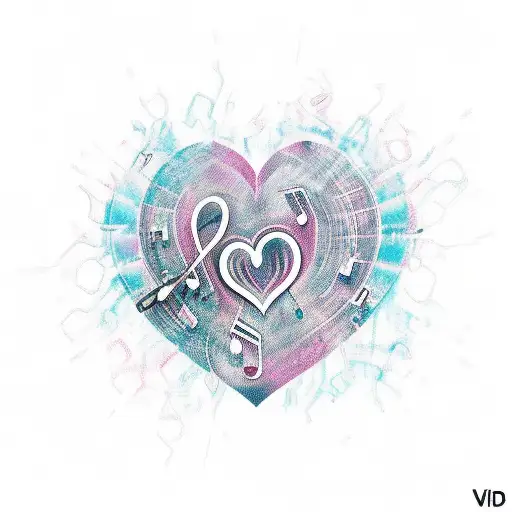 a heart listening to music tattoo design idea