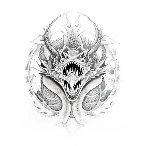 Dragon face and carp tattoo design idea