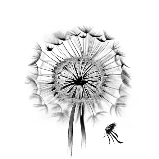 Dandelion with the word louw in cursive tattoo design idea