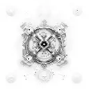 A mesmerizing dotwork tattoo of a chemical reaction, with elements merging and transforming into different compounds. tattoo design idea