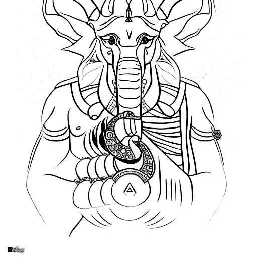 Anubis, ganesha and a turtle insire a supernova tattoo design idea