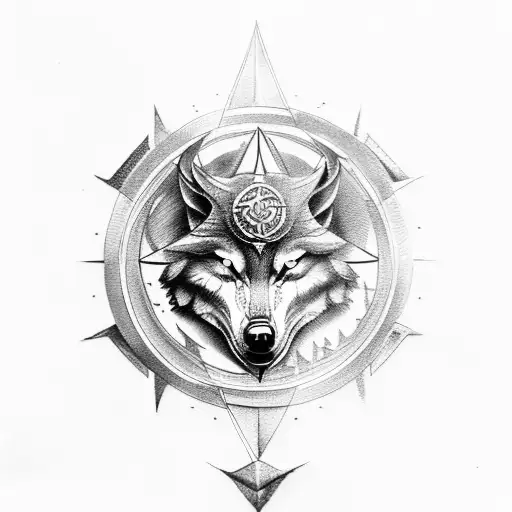 wolfs , viking, compass,tree tattoo design idea