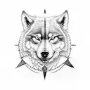 Compass wolf tree viking tattoo design idea