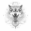 Compass wolf tree viking tattoo design idea