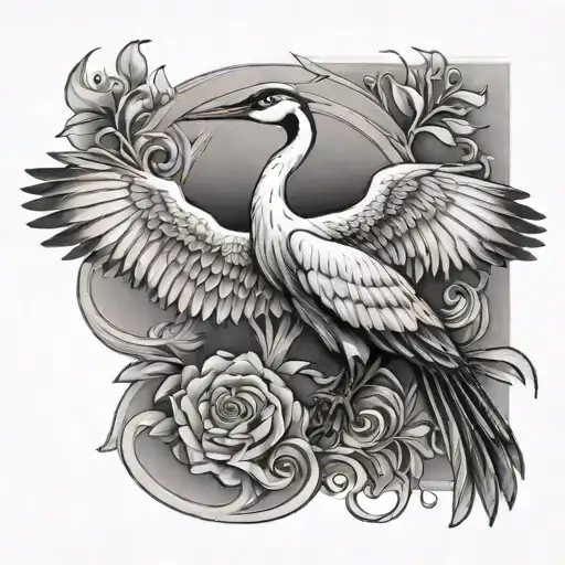 alevism and  crane tattoo design idea